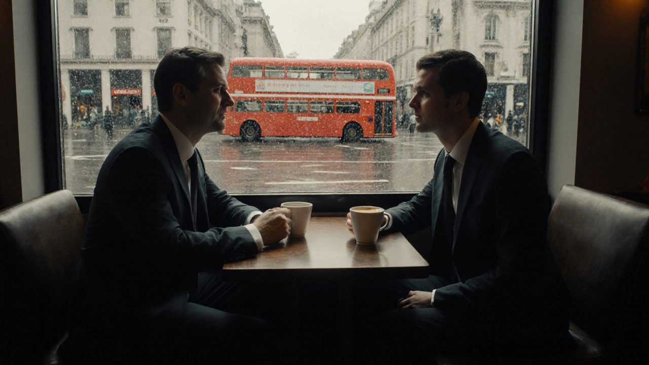Client and escort meeting over coffee in a London café