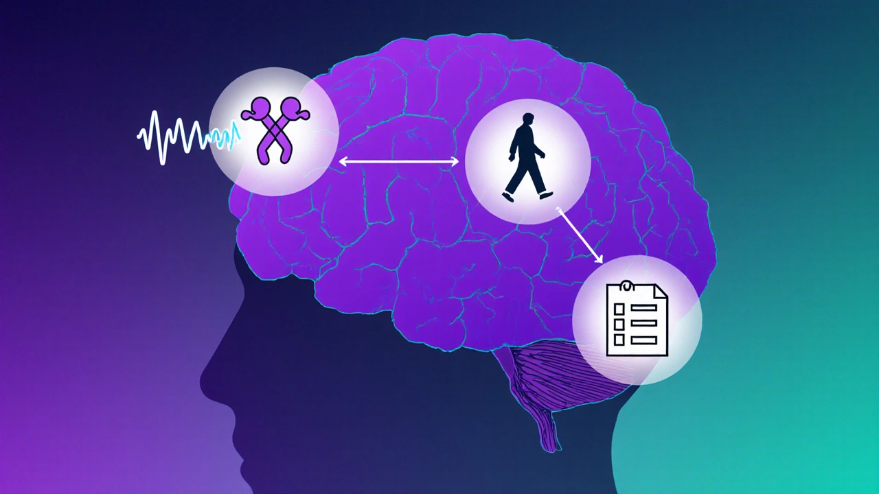 A conceptual brain illustration showing emotional connections, safety checks, and distance.