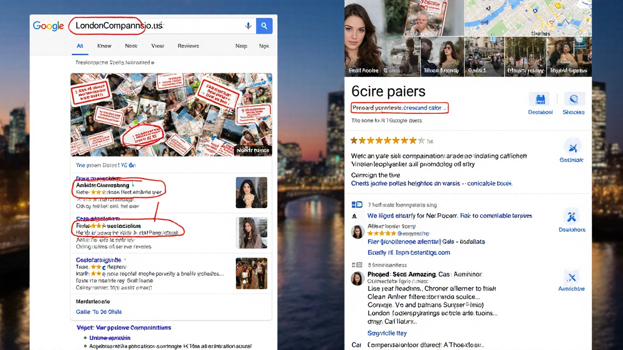 Comparison of fake escort reviews versus a verified profile with real details on a trusted website.