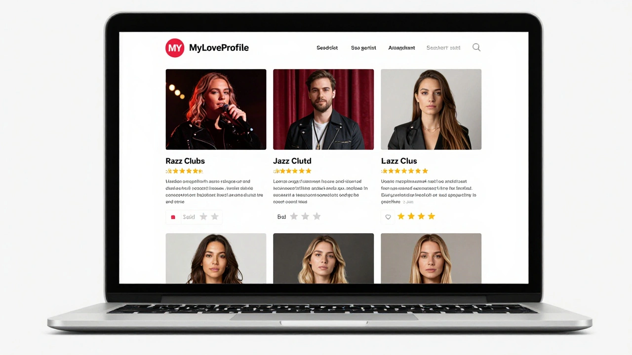 Laptop screen showing verified escort profiles with real photos and detailed reviews on UK platforms.