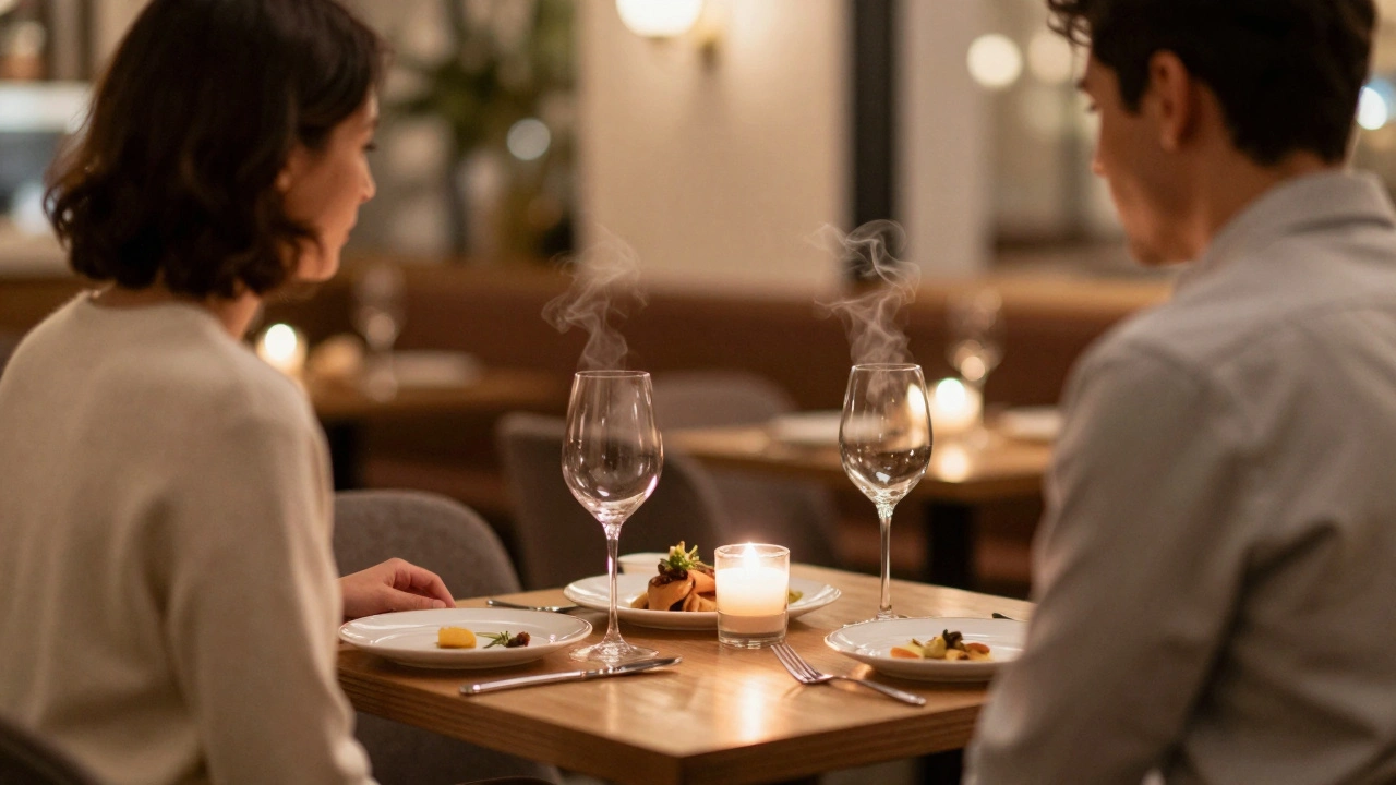 Candlelit dinner table setting for intimate conversation